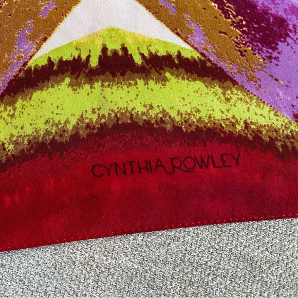 Cynthia Rowley 100% Silk Oblong 14” x 65” Pink Red Yellow Green White Lavender - Picture 3 of 5